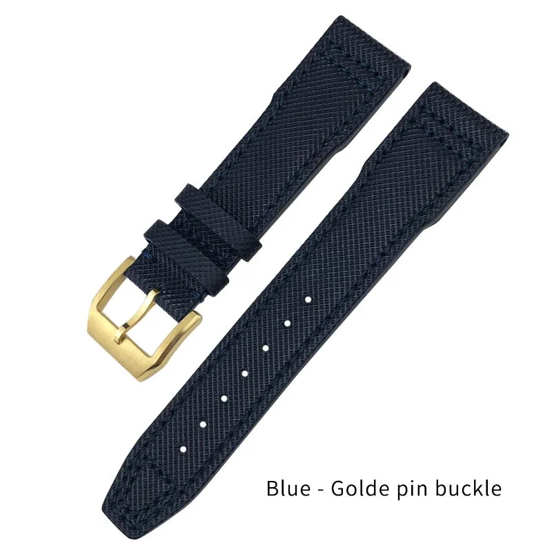 Bracelet de montre en Nylon et cuir de vache, 20mm 21mm, gaufrage en cuir véritable, vert et bleu, remplacement pour accessoires de la série pilote IWC