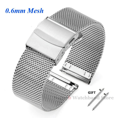 Bracelet de montre en acier inoxydable tissé milanais, bracelet de montre, Rolex, Omega, IWC, 18mm, 20mm, 22mm, 1.0mm, 0.6mm, haute qualité