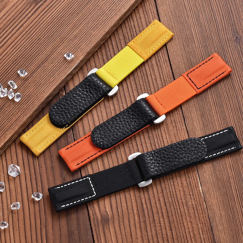 Cinturino per orologio adesivo a strappo di alta qualità blu chiaro, cinturino per orologio in pelle e nylon da 20 mm per la sostituzione dell'orologio