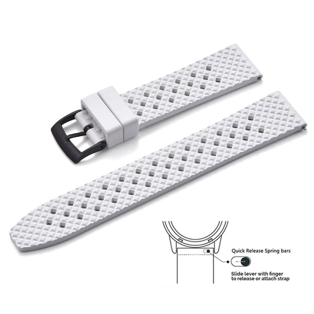 Bracelets de montre en caoutchouc FKM tropical premium 20 mm 22 mm à dégagement rapide, motif nid d'abeille, respirants et poreux pour Seiko SRP775