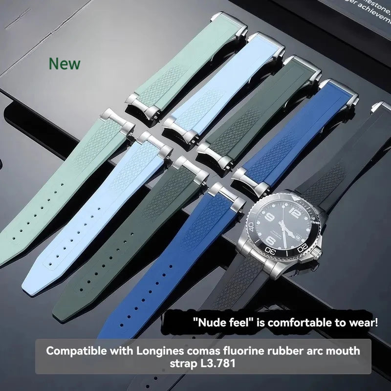 Nouveau bracelet de montre en caoutchouc fluoré hydroconquest L3.781/L3.883.4 bracelet de montre de sport Conquest + interface métallique 21mm