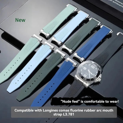 Nouveau bracelet de montre en caoutchouc fluoré hydroconquest L3.781/L3.883.4 bracelet de montre de sport Conquest + interface métallique 21mm