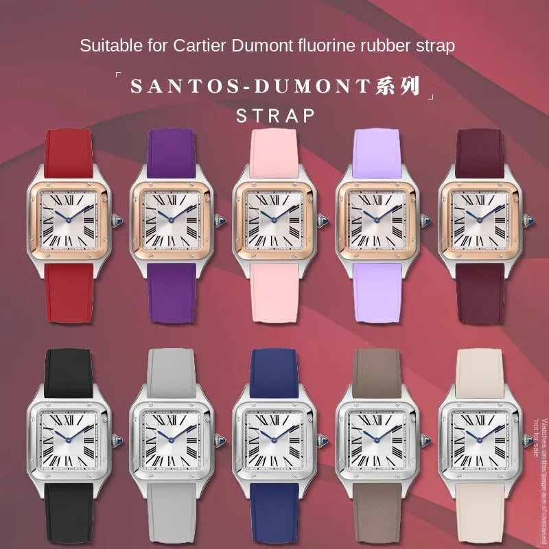 Premium Quality Cartier Dumont Replacement Watch Strap - Fluoroelastomer Rubber Quick Release Medium Large for Women