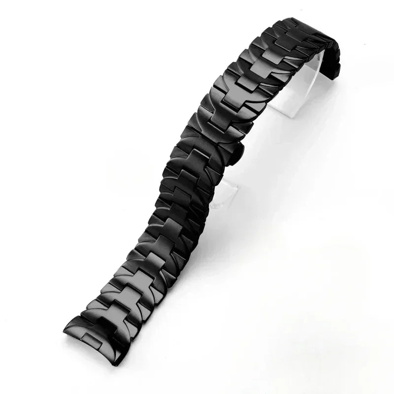 24mm pour Panerai Luminor série pam441 111 interface arc hommes bracelet de montre solide en acier inoxydable noir accessoires