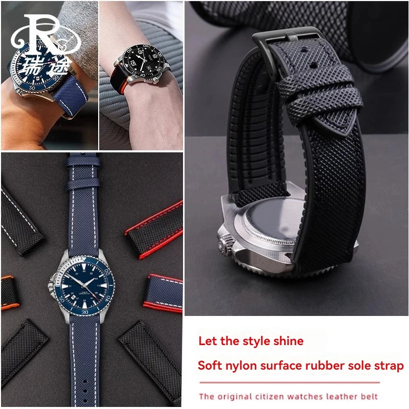 Per Mido timoniere comandante cittadino blu angelo serie cinturino orologio impermeabile in Nylon gomma cinturino orologio da 19mm 20mm 22mm 23mm