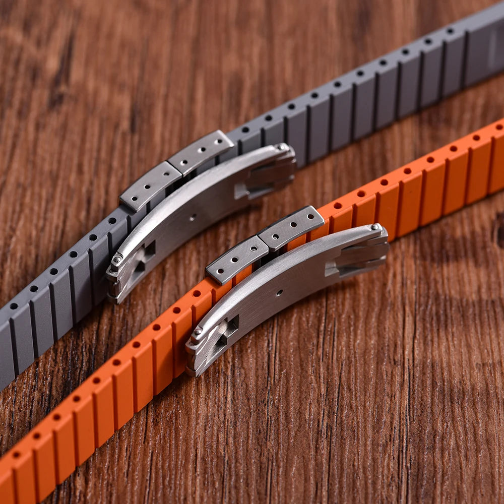 Cinturini per orologi in gomma Delugs CTS Fkm da 20 mm con fibbia a farfalla, 4 colori, texture unica, cinturino per orologi a sgancio rapido per orologi di marca