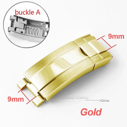 9x9mm 手表扣，适用于 Rolex 劳力士 DAYTONA 迪通拿、SUBMARINER 水鬼、GMT 系列，不锈钢表扣，带微调拉扣，9x16mm 表扣。