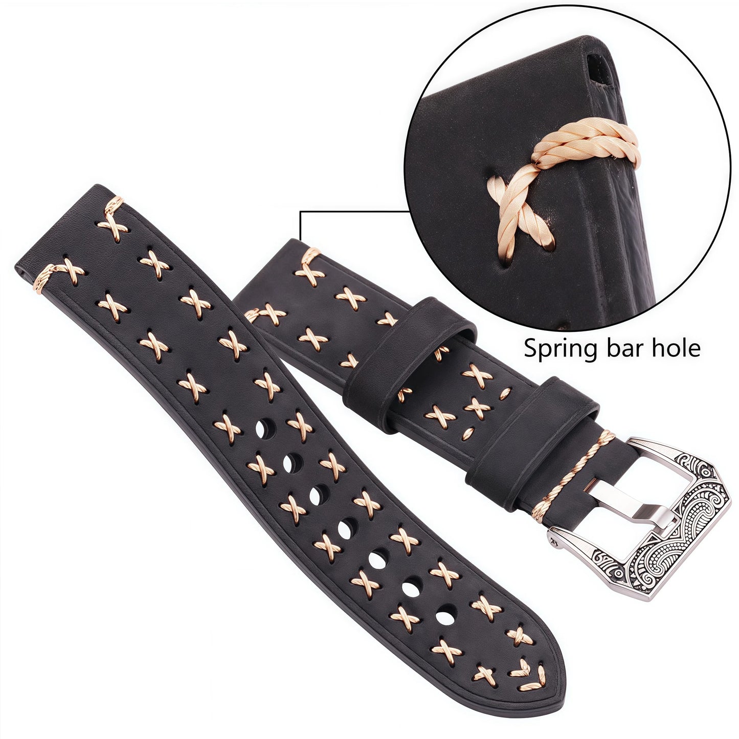 Handmade Watch Straps with Retro Stainless Steel Buckle 22mm 24mm Men Women Genuine Leather Watch Band Bracelet Belt Watch Accessory