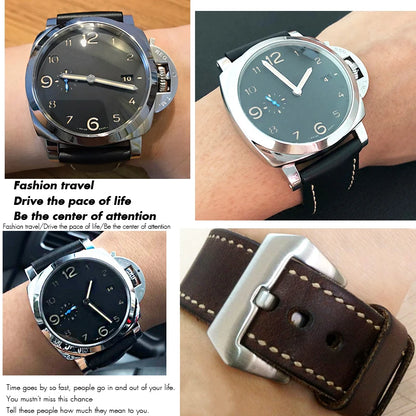 Bracelet de montre en cuir véritable, 24mm 26mm, pour Panerai LUMINOR PAM111 PAM 441, Style rétro, fait à la main