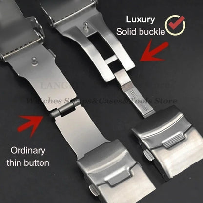 Solid 316L stainless steel watch bracelet, 18mm 20mm 22mm 24mm, for Seiko, Rolex, and Omega, luxury folding clasp bracelets