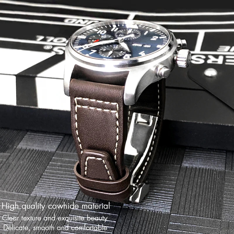 Cinturino di ricambio in pelle di vitello per orologio IWC Pilot, cinturino con fibbia déployante, cinturini da uomo, 20mm, 21mm, 22mm, PORTOFINO Mark18