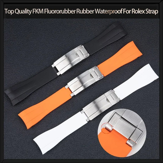 Cinturino per orologio in caucciù fluorurato FKM premium, impermeabile, 22mm, per cinturino Rolex Explorer II 42mm 226570