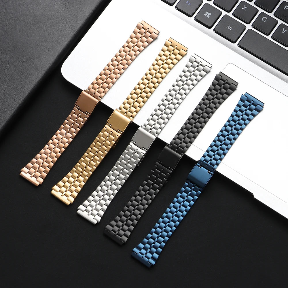 Unisex stainless steel watch band, 18mm, for CASIO F91W F105 F108 A158 A159 A168 AE1200 1300, Ultra-thin