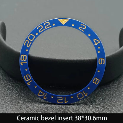 38mm x 30.6mm Sloped Ceramic Bezel GMT and Diving Watch Insert for 40mm Men's Watch Replacement Watch Bezel Inserts