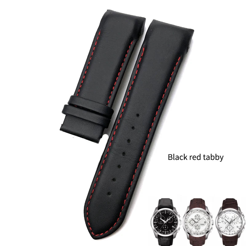 Bracelet de montre en cuir véritable à extrémité incurvée, 22mm 23mm 24mm, pour ceinture de montre Tissot 1853 COUTURIER T 035407 A T 035627 Outils de sangle pour hommes