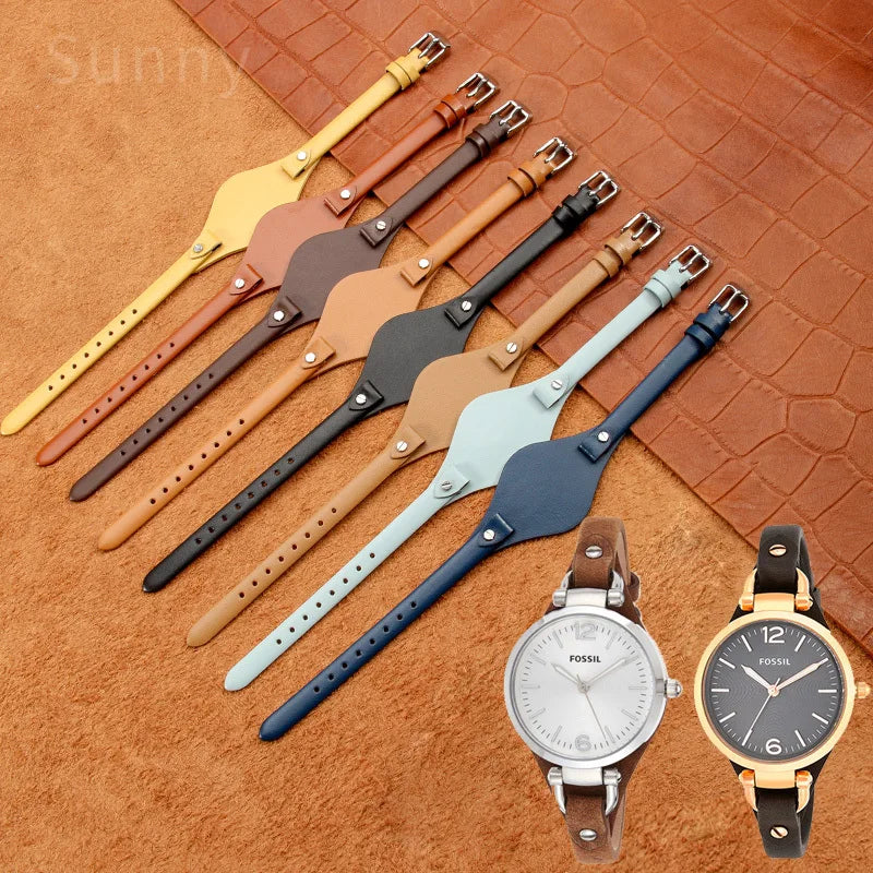 Bracelet de montre en cuir véritable pour femme, petit bracelet, cuir de vachette souple, fossile, ES3060, ES3565, ES2830, 3077, 3262, 3060, 4176, 4119, 8mm