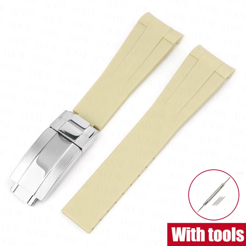    Bracelet en caoutchouc de 20mm pour Rolex GMT Daytona Submariner, étanche, extrémité incurvée en TPU, bracelet de montre de remplacement pour Omega X Swatch MoonSwatch