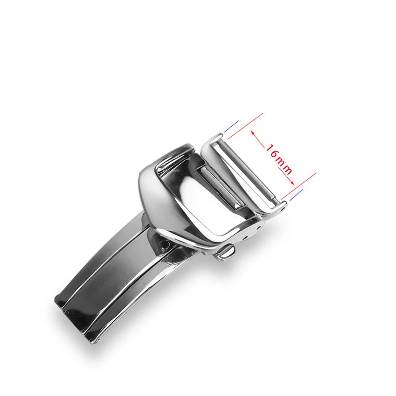 Remplacer pour SEIKO Premier 316L, boucle papillon déployante à ressort en acier inoxydable, bouton en argent poli, fermoirs de montre 16mm 18mm