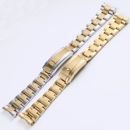 Bracelet de montre en acier inoxydable massif argenté et or rose de 20 mm et 21 mm pour Rolex Submariner Daytona, avec fermoir déployant en métal
