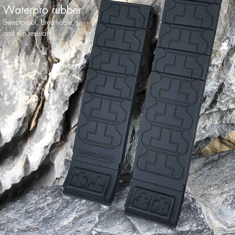 20mm Natural Silicone Rubber Watch Strap for Tissot 1853 T011 T090 T472, Tachymeter, Black Sport Diving Watch Band, Free Tools for Men