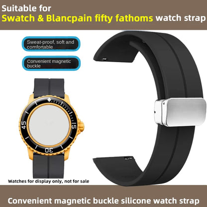 Cinturino in silicone morbido da uomo e donna, per Swatch, Blancpain Fifty Fathoms, Five Ocean, blu, arancione, verde, grigio, strumento, marca Co, 22mm