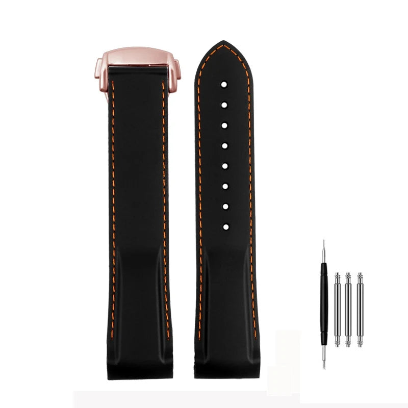 Cinturino per orologio da uomo in gomma e silicone, fibbia pieghevole, estremità curva, per Omega Seam84300 Speedmaster, 20 mm 21 mm 22 mm