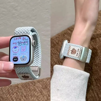 Braided Nylon Strap with Magnetic Buckle for Apple Watch 46mm 40mm 45mm 41 44mm 49mm 42mm Series Ultra 11 10 9 8