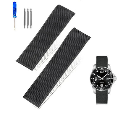 FKM Rubber Watch Strap for Longines - Deployment Clasp - Hydroconquest L3 Conquest