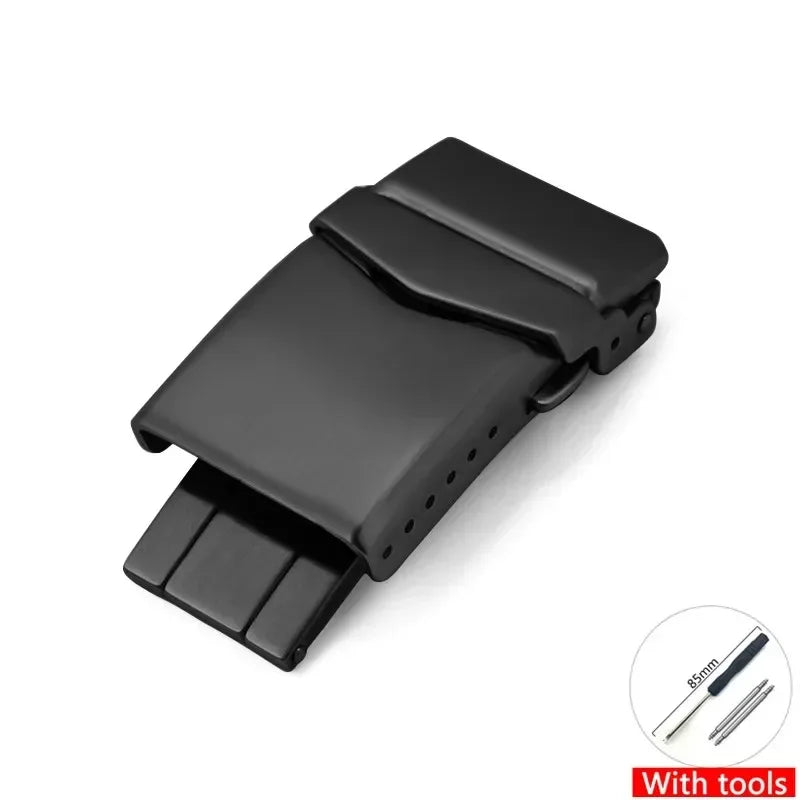 Solid Stainless Steel Foldable Watch Clasp for Men and Women, Silicone and Metal Strap, 16mm, 18mm, 20mm, 22mm
