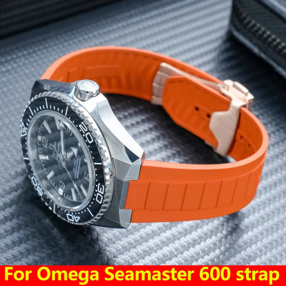 Cinturino in gomma fluoro per Omega Seamaster Planet Ocean 600M 217.32.42,217.30, cinturino per orologio subacqueo, ricambio cinturino in gomma FKM, 21mm