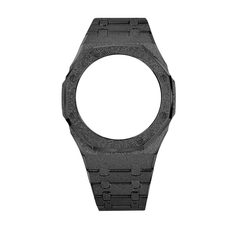 GM-2100 Metal Case Bracelet for Casio Oak Watch | Farmhouse Oak Mod Accessories | Replacement Bezel and Band Set (Silver/Black/Gold)