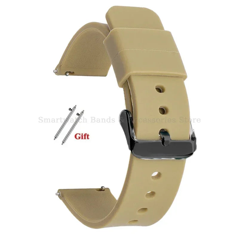 10mm 12mm 14mm 15mm 16mm 18mm 20mm 21mm 22mm 24mm Silicone Watch Band Quick Release Watch Strap for Men Women Universal Wristband