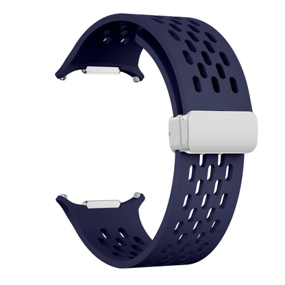 Magnetic Folding Buckle Bracelet for Samsung Watch, Ultra Metal Beads Replacement, Breath-Air Fitness Watch Accessory
