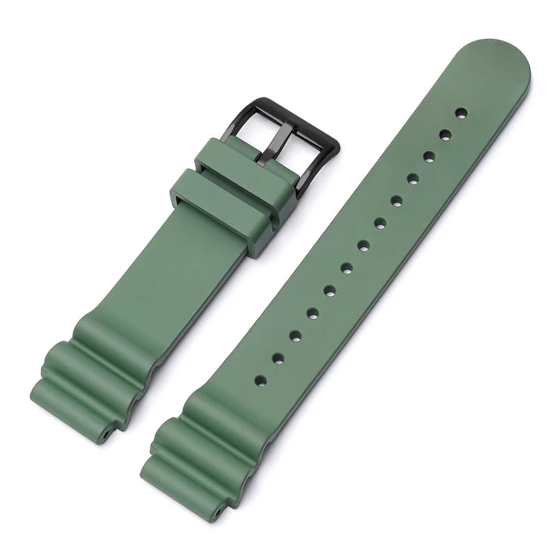 High Quality Fluorine Rubber Watch Strap, 20mm 22mm, for Seiko Black and Green Abalone Canned Aqua Ghost Sport, Waterproof