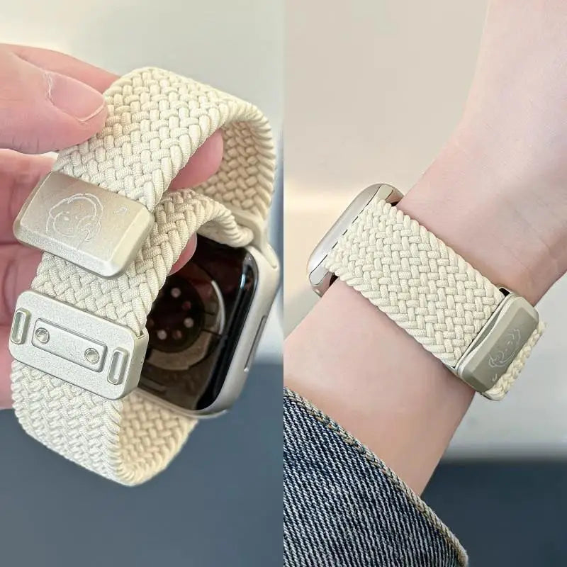 Braided Nylon Strap with Magnetic Buckle for Apple Watch 46mm 40mm 45mm 41 44mm 49mm 42mm Series Ultra 11 10 9 8