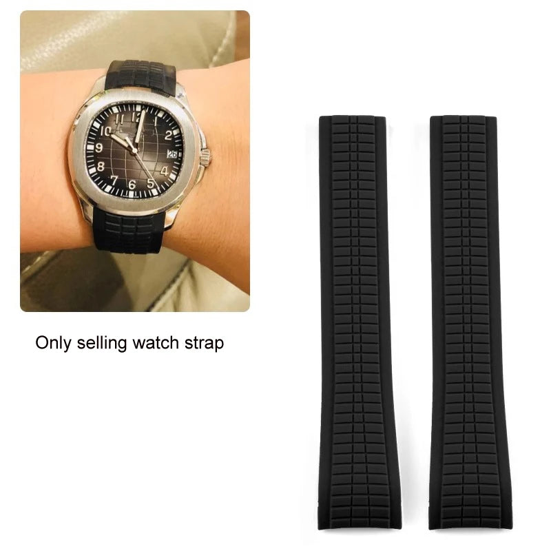 Bracelet de montre 21mm pour Patek - Caoutchouc Premium - Boucle Déployante