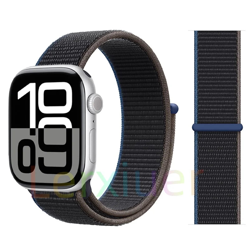 适用于 Apple Watch 46mm 44mm 45mm 40mm 41mm 42mm 的尼龙回环表带，适配 iWatch 系列 11 10 9 SE 8 7 6 5 4 Ultra 3 2 49mm
