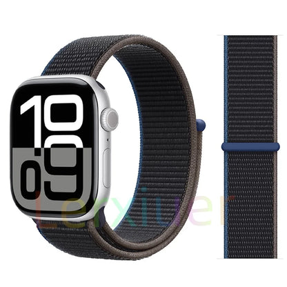 适用于 Apple Watch 46mm 44mm 45mm 40mm 41mm 42mm 的尼龙回环表带，适配 iWatch 系列 11 10 9 SE 8 7 6 5 4 Ultra 3 2 49mm
