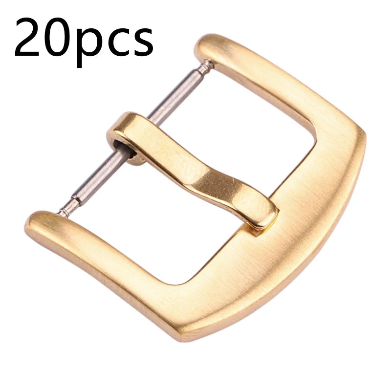 Boucles de bracelet de montre en métal, fermoirs en acier inoxydable, argent, noir, or, accessoires, vente en gros, 18mm, 20mm, 22mm, 24mm, 20 pièces