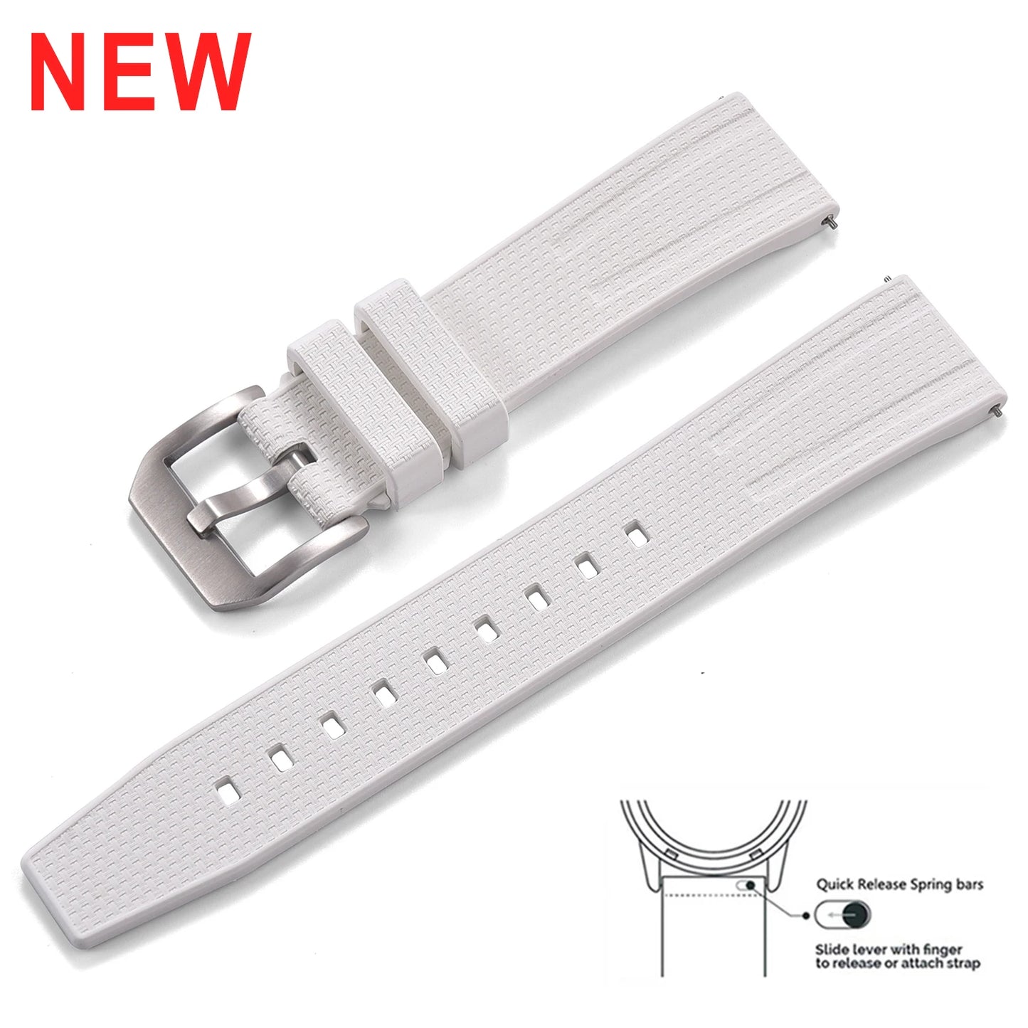 FKM Rubber Watch Strap 20mm 22mm Quick Release Waterproof Fluoro Rubber Dive Watch Band for Traditional Dive Watch Accessories