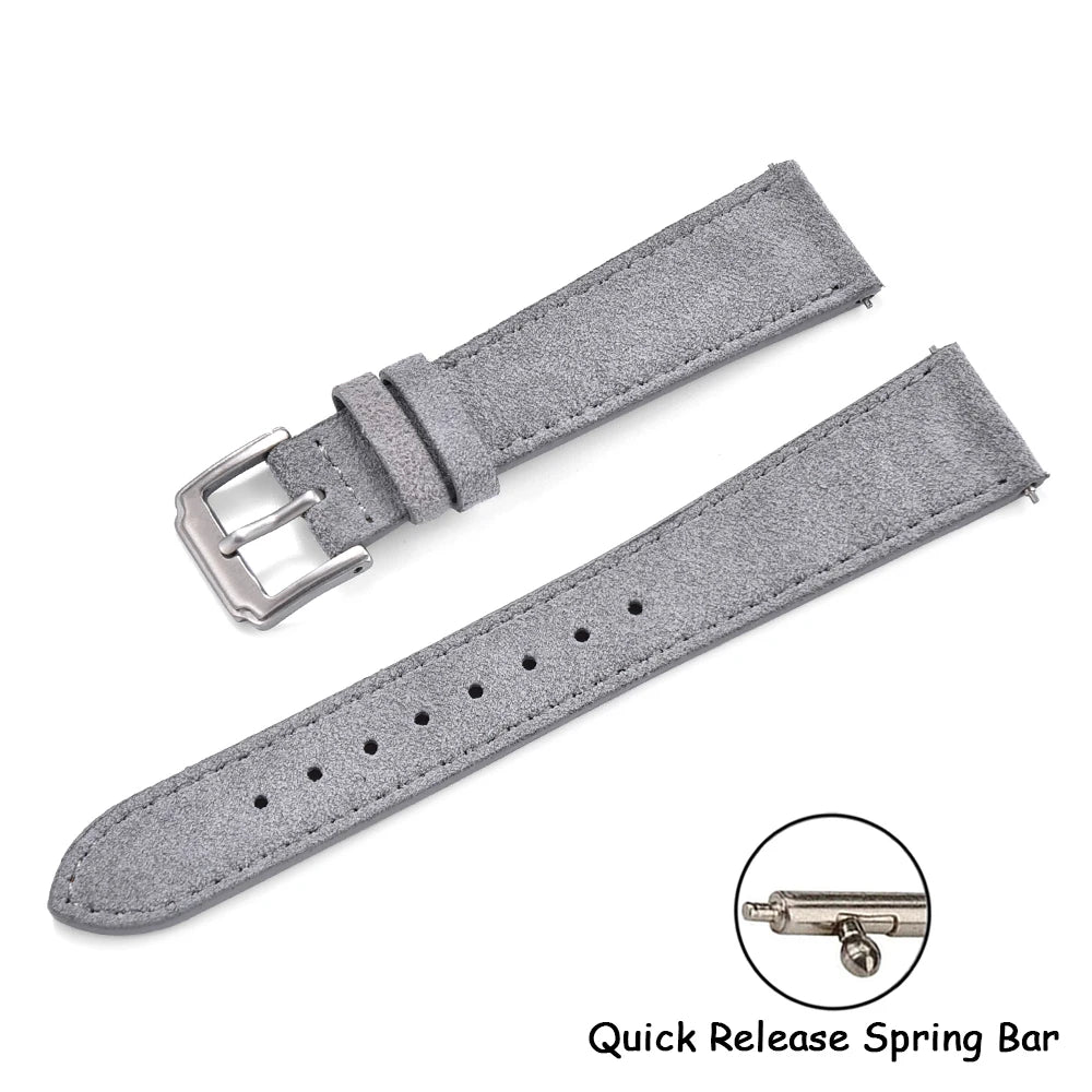 Bracelet en cuir suédé souple 18/19/20/22mm, gris, Vintage, à dégagement rapide, pour Omega Seiko Huawei, ceinture universelle
