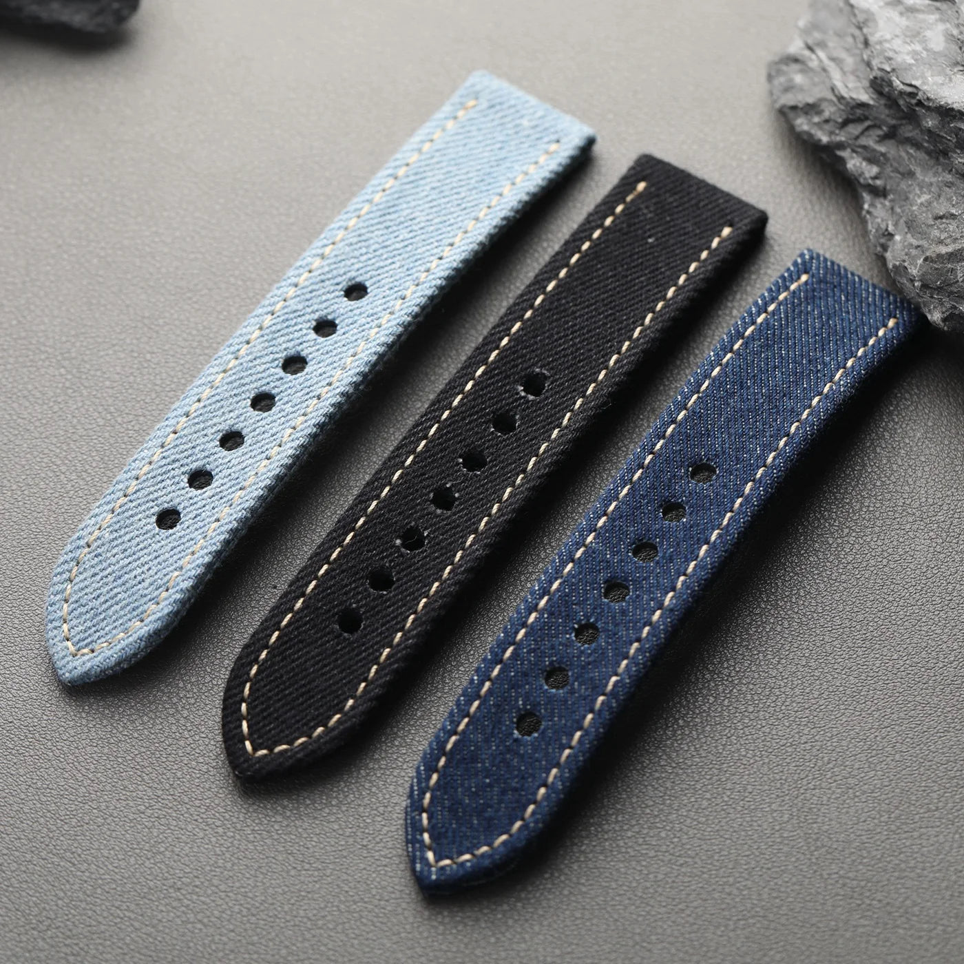 Handmade Japanese Okayama Denim Watch Strap, 20 22 24 26MM, Rugged Double Layer Style, Suitable for Mountain Watches