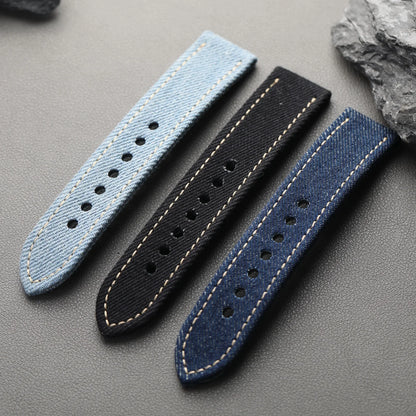 Handmade Japanese Okayama Denim Watch Strap, 20 22 24 26MM, Rugged Double Layer Style, Suitable for Mountain Watches