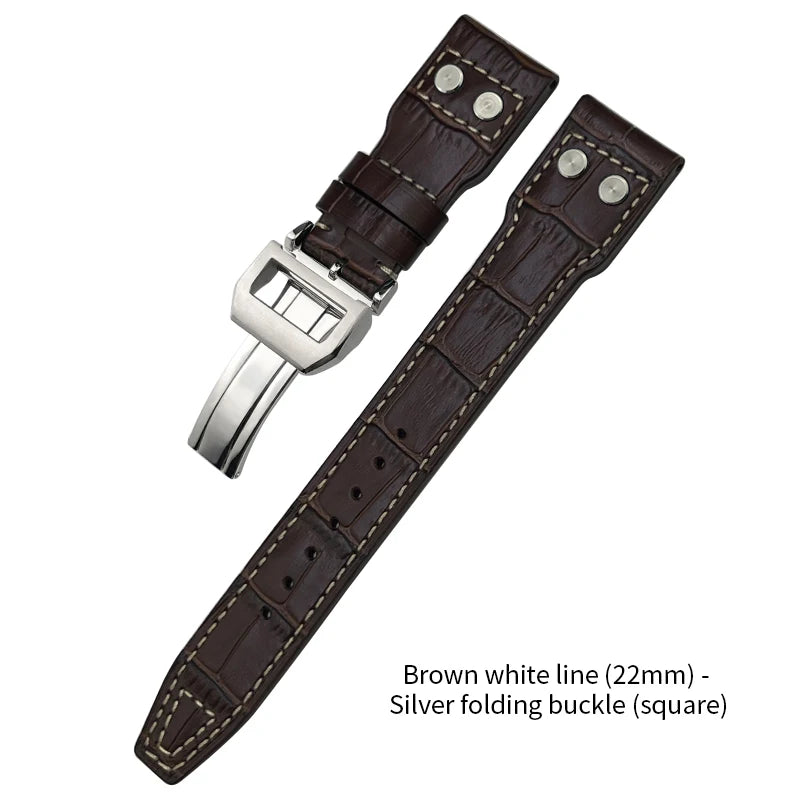 Bracelet de montre en cuir de vachette Rivet Optics, bracelet de montre en cuir véritable, IWC, Suffino 77, Suff5009, Big Pilot, Spitfire, Le Petit Prince, 21mm, 22mm