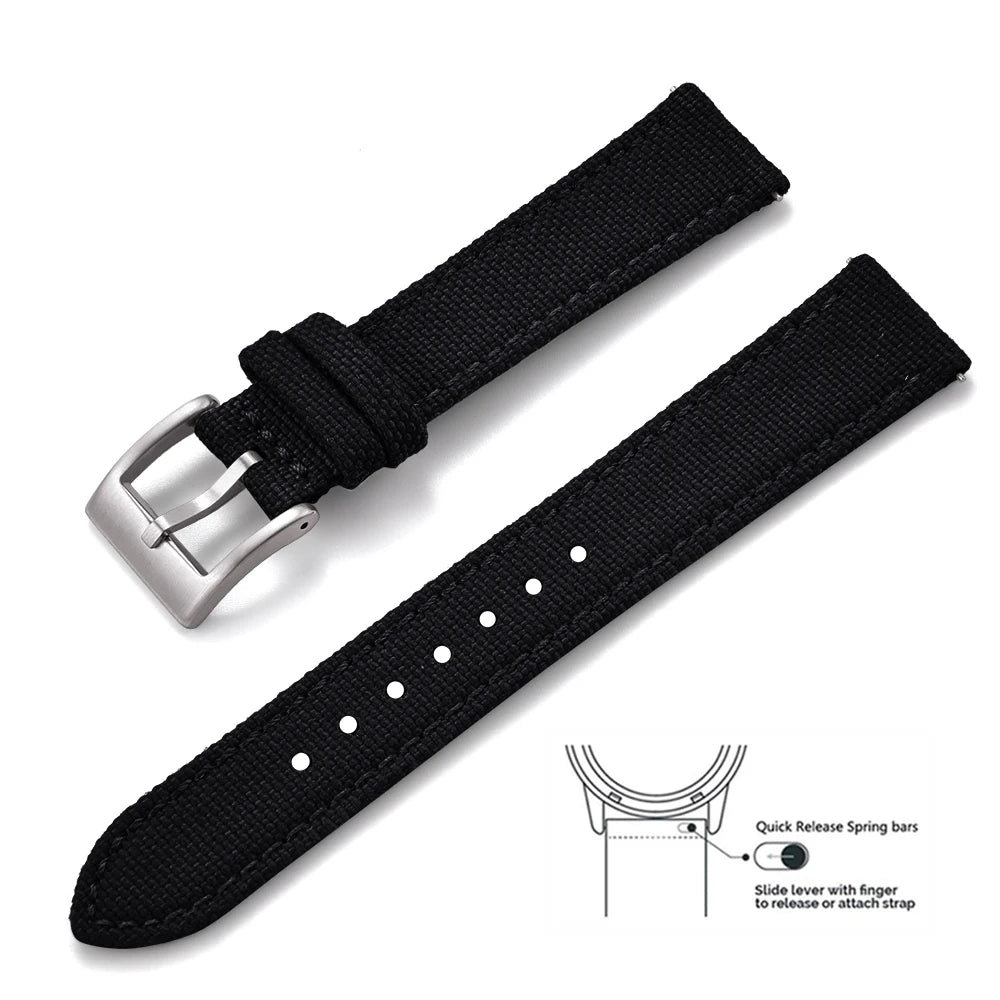 Bracelets en toile et Nylon en cuir, 18mm, 20mm, 22mm, à dégagement rapide, en tissu Vintage, pour montres Huawei Samsung