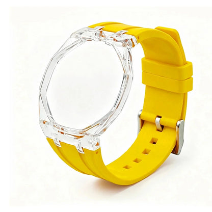 Cassa in plastica trasparente Glacier + cinturino in silicone per orologio da taschino AP X Swatch Royal Pop, trasformatore da orologio da taschino a cinturino in caucciù