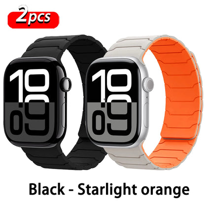 Magnetisches Armband für Apple Watch, 46 mm 44 mm 45 mm 40 mm 42 mm 41 mm, aus Silikon, Correa, Armband für IWatch Serie 11 10 SE 9 8 7 6 5 4 3
