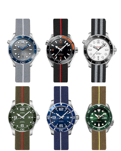 Premium Quality Nylon Watch Strap, 18mm 20mm 22mm, Black, Green, Khaki, Grey, Elastic, Replacement Bracelet for Men
