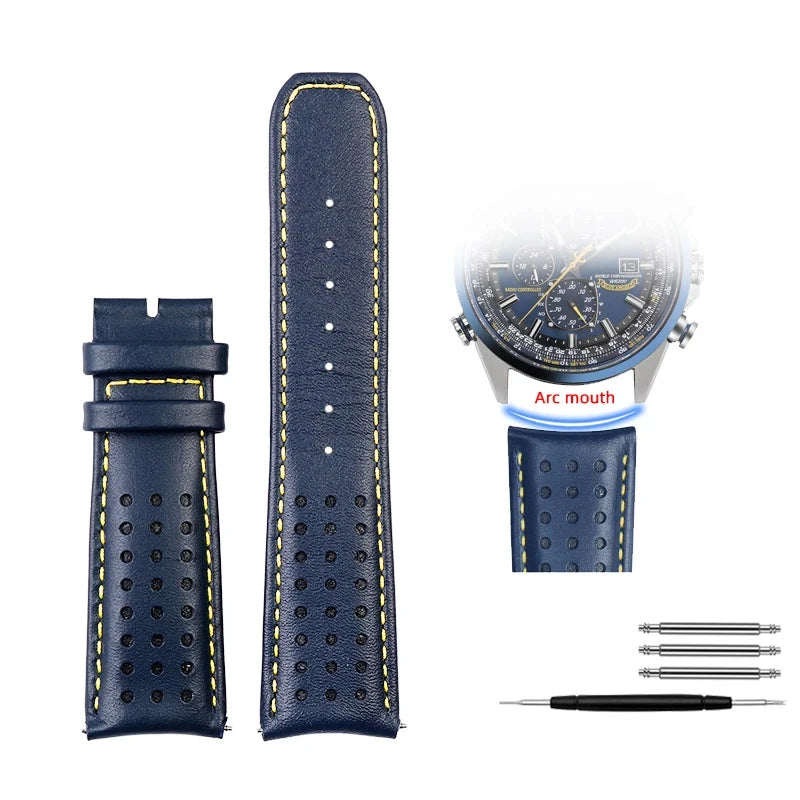 Cinturino 22mm 23mm in pelle bovina per Citizen Blue Angel AT8020-54L JY8078 AT8020-03L 54L, estremità curva, da uomo, per orologio