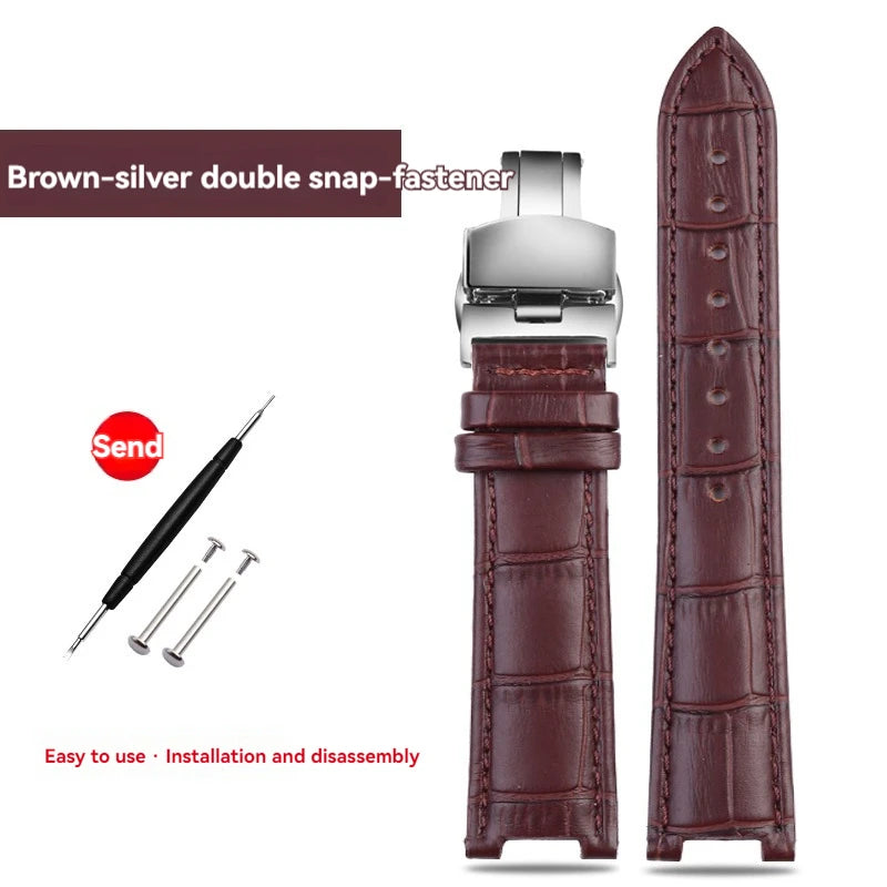 Green and brown calfskin leather watch strap, cowhide leather watch strap, Brosthree Eyed PARKER series, MK2277, 2425, 2290, 2281, 2280, MK6985, 6984, MK5354